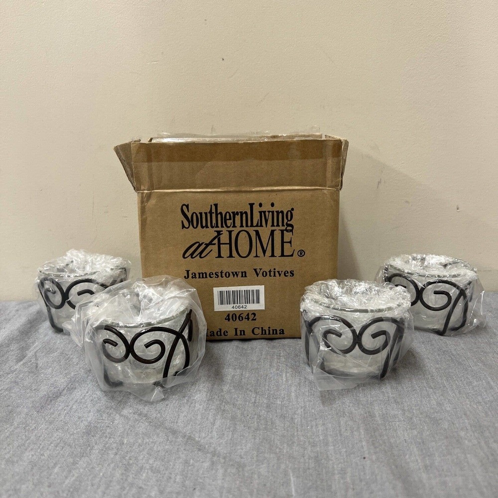 Southern Living at HOME Jamestown Votives 40642 Set of 4 Glass Candle Holders FS